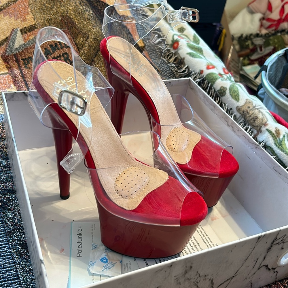 Hella Heels Red Sandals Size 7 heels for pole dancing